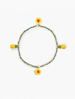 Hematite, hibiscus and pineapple bead bracelet>NACH BIJOUX Online