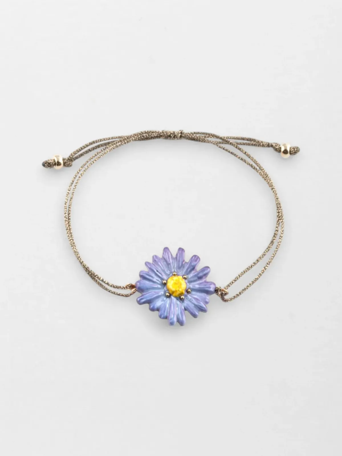 Iridescent cord bracelet with blue anemone flower>NACH BIJOUX Best