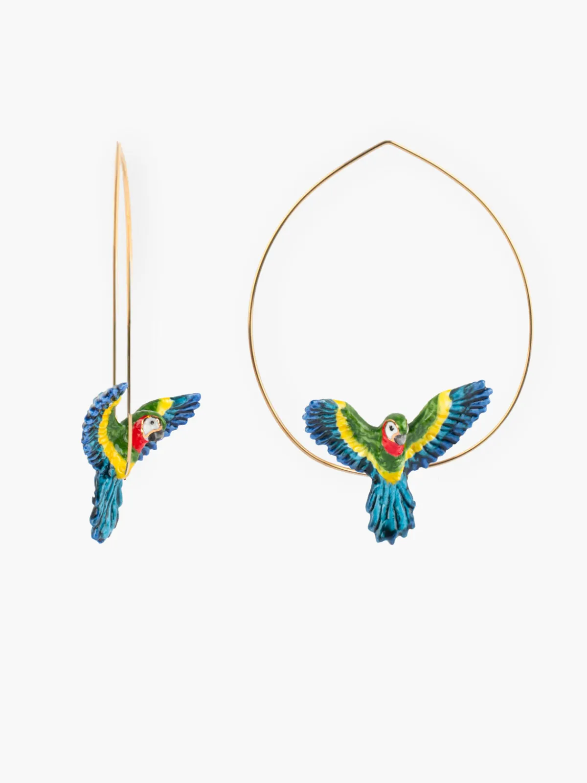 Large Creole parrot, green macaw in flight>NACH BIJOUX Hot