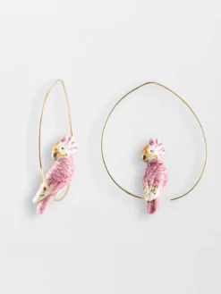 Large pink cockatoo hoop earrings>NACH BIJOUX Outlet
