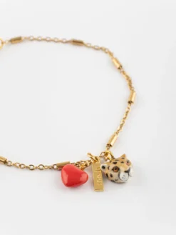 Leopard and heart chain bracelet>NACH BIJOUX Online