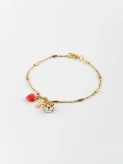 Leopard and heart chain bracelet><noscript><img width=