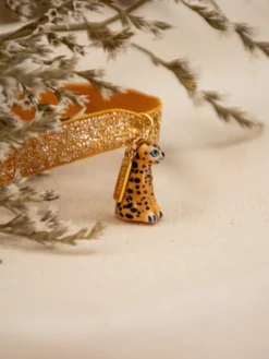 Leopard gold elastic twistband bracelet><noscript><img width=