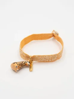 Leopard gold elastic twistband bracelet><noscript><img width=