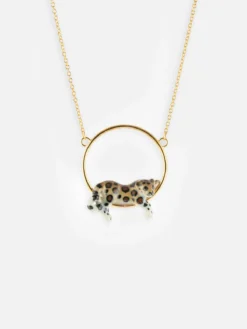 Leopard round necklace>NACH BIJOUX Outlet