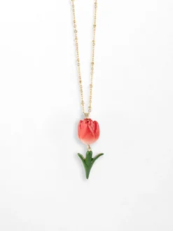 Long red tulip necklace>NACH BIJOUX Online