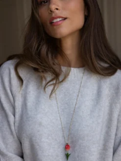 Long red tulip necklace>NACH BIJOUX Online