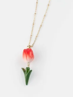 Long red tulip necklace><noscript><img width=