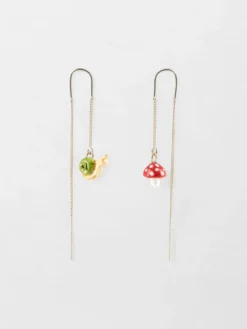 Longues boucles d'oreilles champignon et escargot>NACH BIJOUX