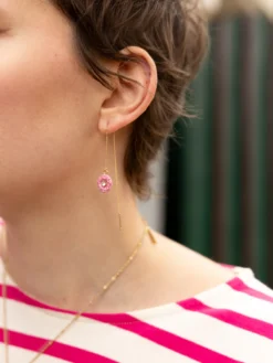 Longues boucles d'oreilles chardon et oiseau>NACH BIJOUX New