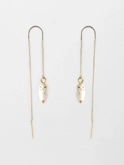 Longues boucles d'oreilles chouette blanche>NACH BIJOUX New