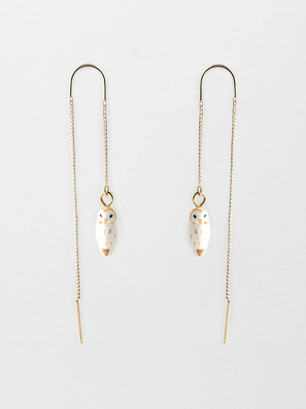 Longues boucles d'oreilles chouette blanche>NACH BIJOUX New