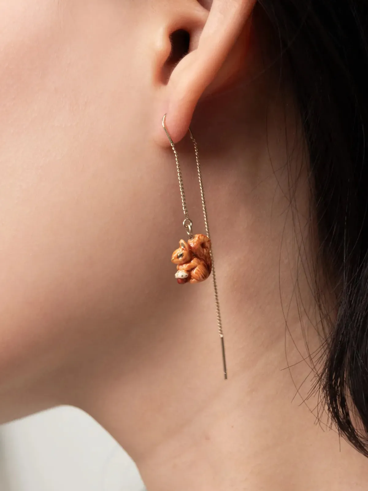 Longues boucles d'oreilles écureuil et gland>NACH BIJOUX Sale
