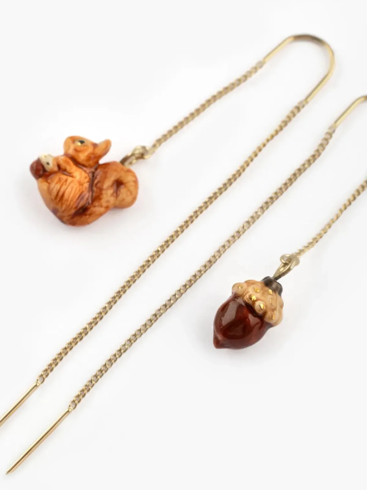 Longues boucles d'oreilles écureuil et gland>NACH BIJOUX Sale