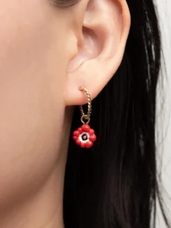 Mini créole anémone rouge - Vendue à l'unité>NACH BIJOUX Sale
