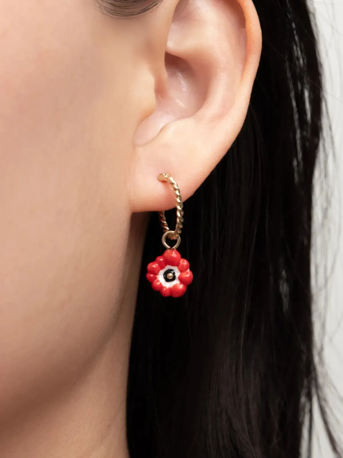 Mini créole anémone rouge - Vendue à l'unité>NACH BIJOUX Sale
