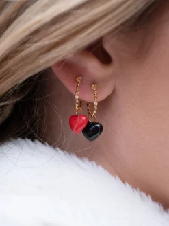 Mini créole cœur noir - Vendue à l'unité - Premier amour>NACH BIJOUX Hot