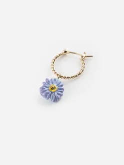 Mini créole fleur anémone blue - Vendue à l'unité>NACH BIJOUX Discount