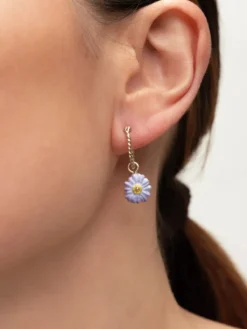 Mini créole fleur anémone blue - Vendue à l'unité>NACH BIJOUX Discount