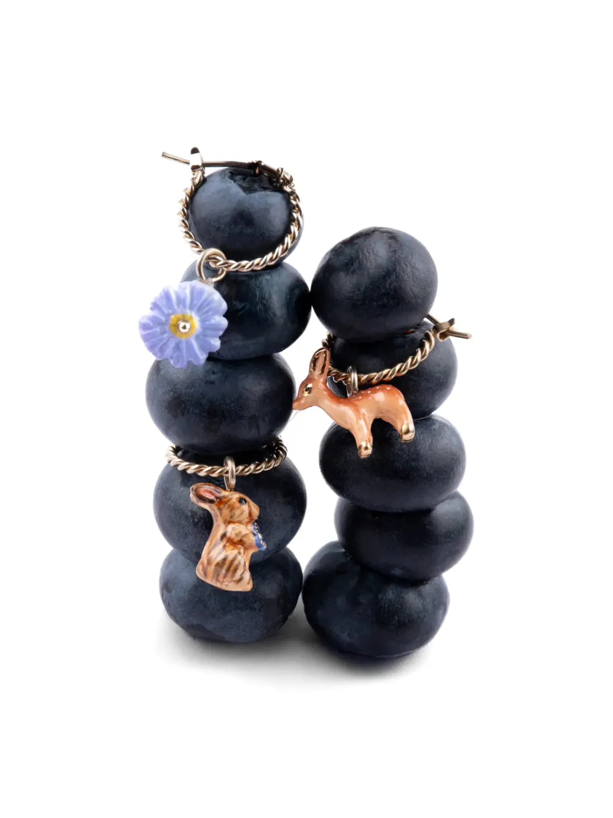 Mini créole fleur anémone blue - Vendue à l'unité>NACH BIJOUX Discount