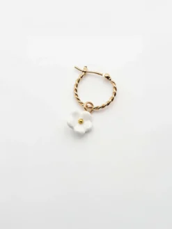 Mini créole fleur blanche - Vendue à l'unité>NACH BIJOUX Outlet