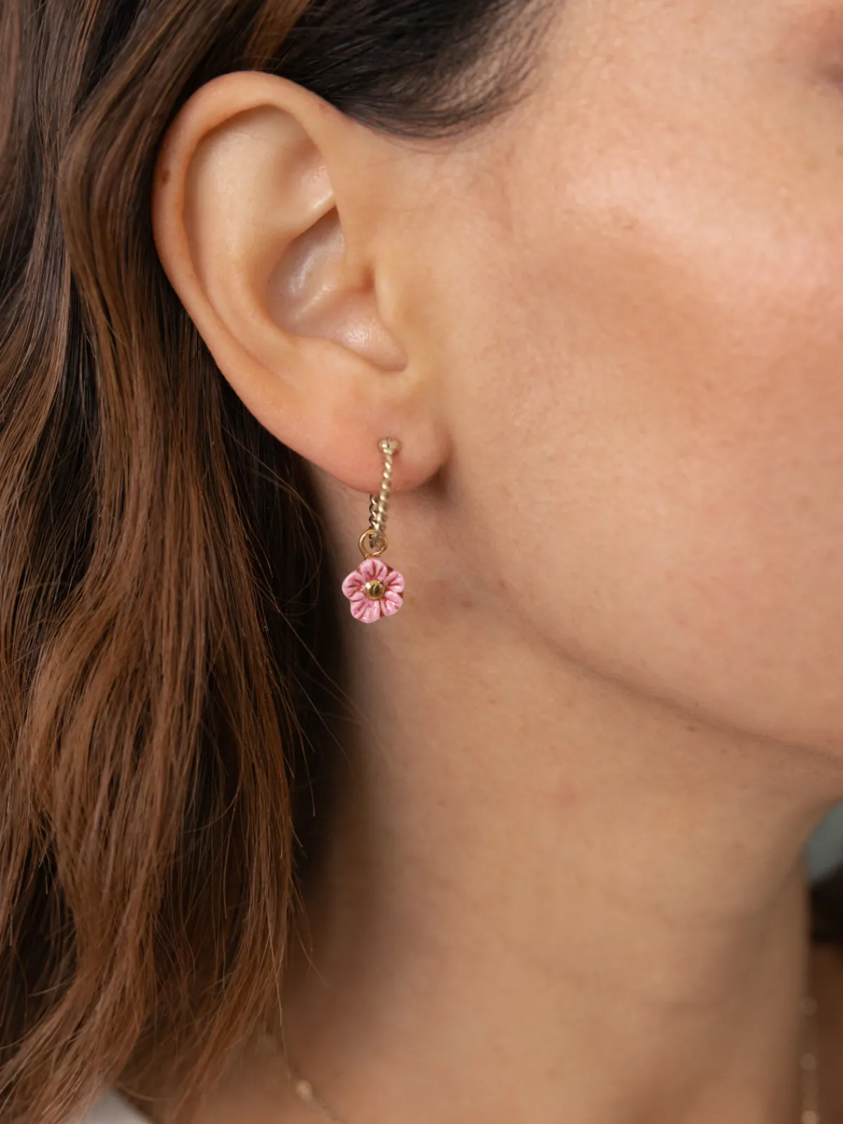 Mini créole fleur rose>NACH BIJOUX Hot