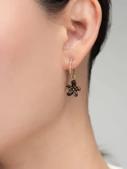 Mini créoles fleur d'Erine noire - vendue à l'unité>NACH BIJOUX Hot
