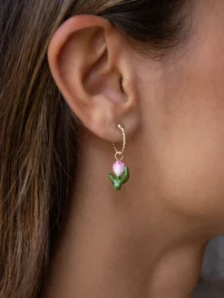 Mini créole Tulipe rose - vendue à l'unité>NACH BIJOUX Clearance