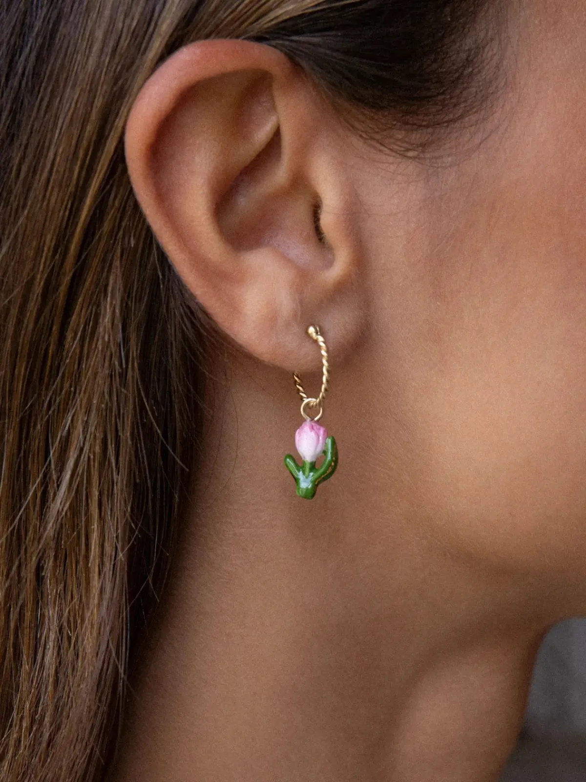Mini créole Tulipe rose - vendue à l'unité>NACH BIJOUX Clearance