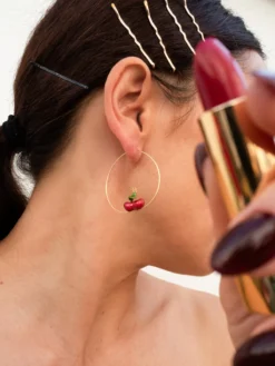 Moyennes créoles cerises - Chérie Cherry>NACH BIJOUX Discount