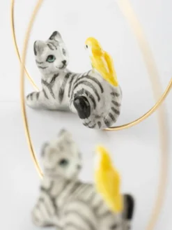 Moyennes créoles chat tabby et oiseau><noscript><img width=