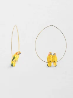 Moyennes créoles couple de perroquets jaunes>NACH BIJOUX Clearance
