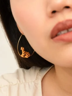 Moyennes créoles en porcelaine tigre>NACH BIJOUX Clearance
