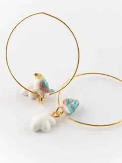 Moyennes créoles oiseau bleu et fleur de poirier><noscript><img width=