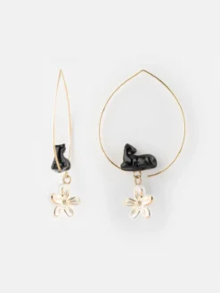 Moyennes créoles panthère et fleur d'Erine>NACH BIJOUX