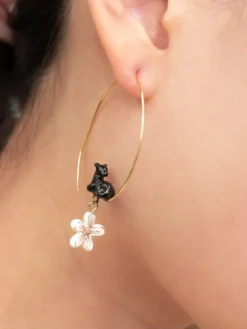 Moyennes créoles panthère et fleur d'Erine>NACH BIJOUX