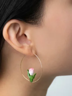 Moyennes créoles tulipe rose>NACH BIJOUX Discount