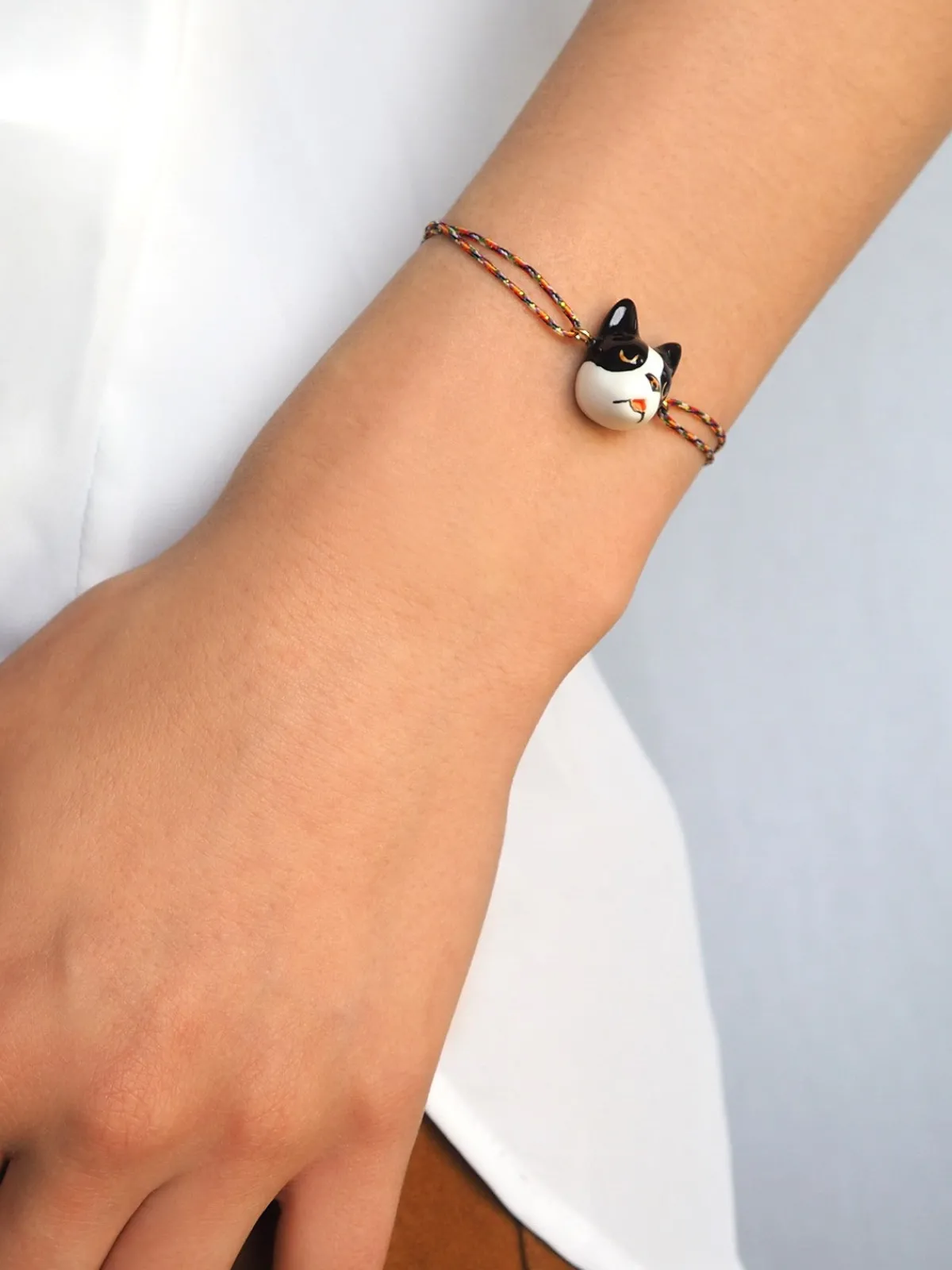 Multicolored bulldog cord bracelet>NACH BIJOUX Sale