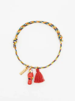 Multicolored cord bracelet with red parrot and tassel>NACH BIJOUX Clearance