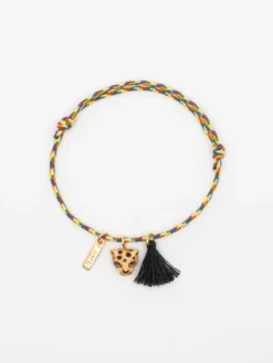 Multicolored leopard cord bracelet with tassel>NACH BIJOUX Online