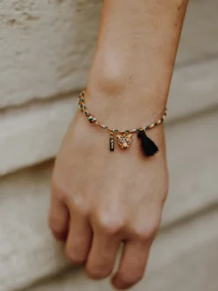 Multicolored leopard cord bracelet with tassel>NACH BIJOUX Online