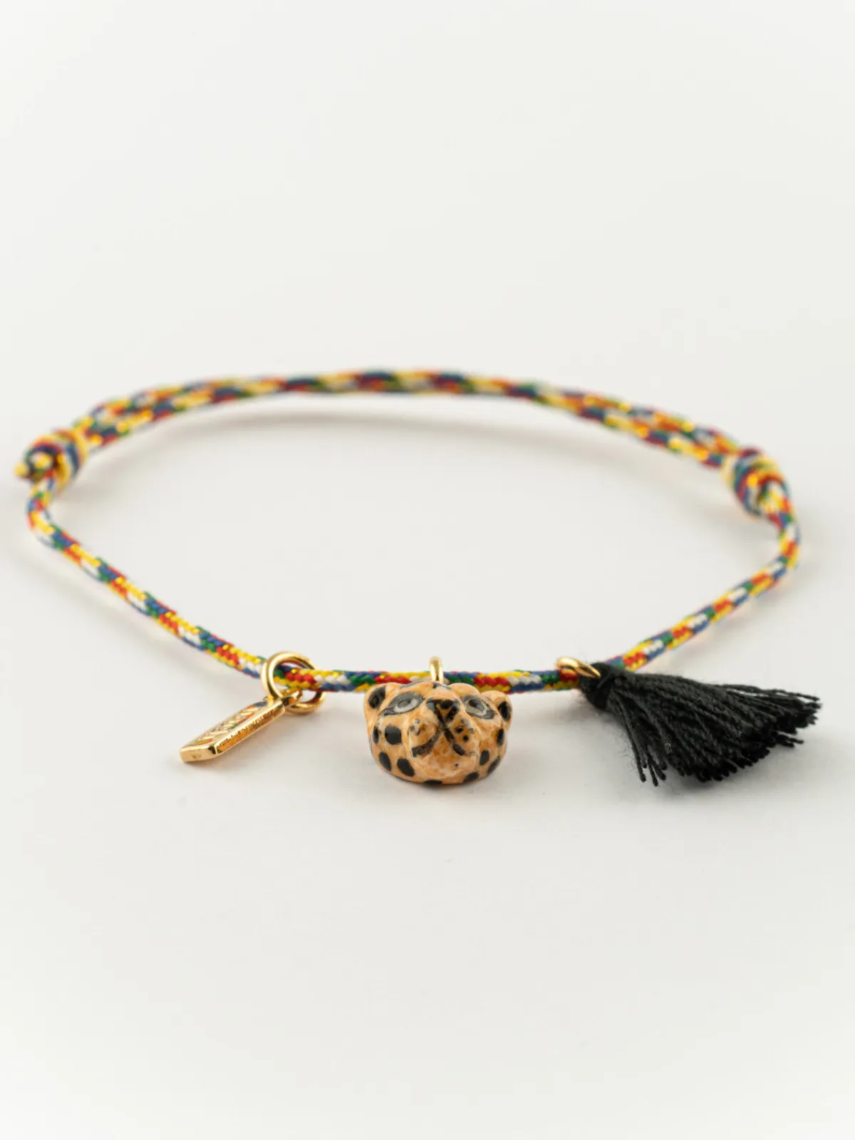 Multicolored leopard cord bracelet with tassel>NACH BIJOUX Online