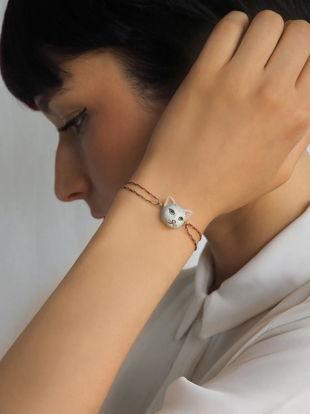 Multicolored tabby cat cord bracelet>NACH BIJOUX Outlet