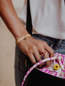 Orange bee elastic twistband bracelet>NACH BIJOUX Hot