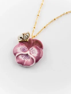Pansy and purple butterfly necklace>NACH BIJOUX Hot