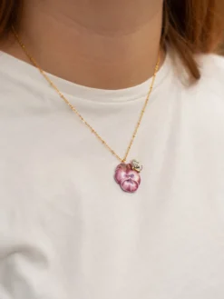 Pansy and purple butterfly necklace>NACH BIJOUX Hot