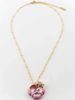 Pansy and purple butterfly necklace><noscript><img width=