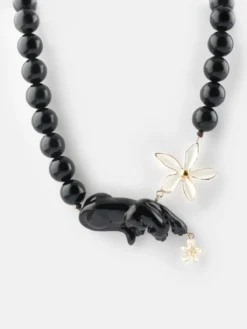 Panther, flower and pearl necklace>NACH BIJOUX Sale