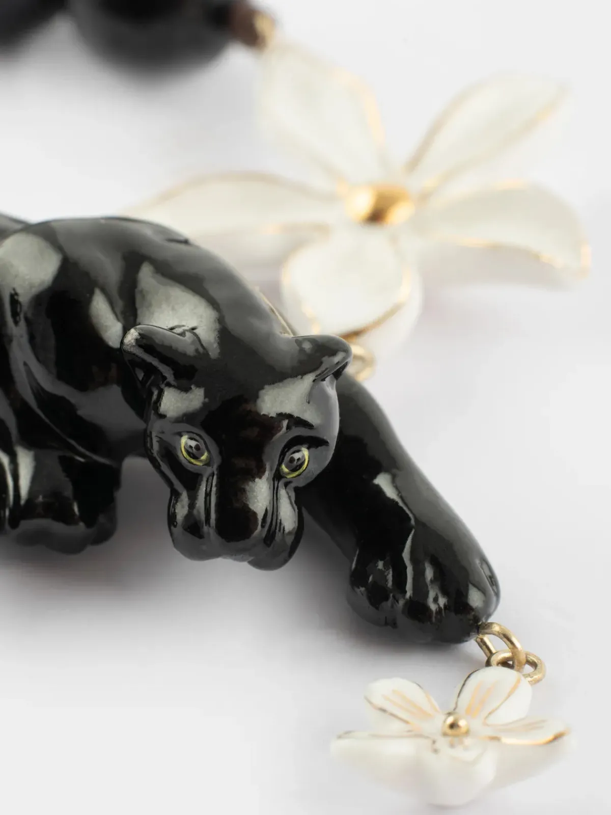 Panther, flower and pearl necklace>NACH BIJOUX Sale