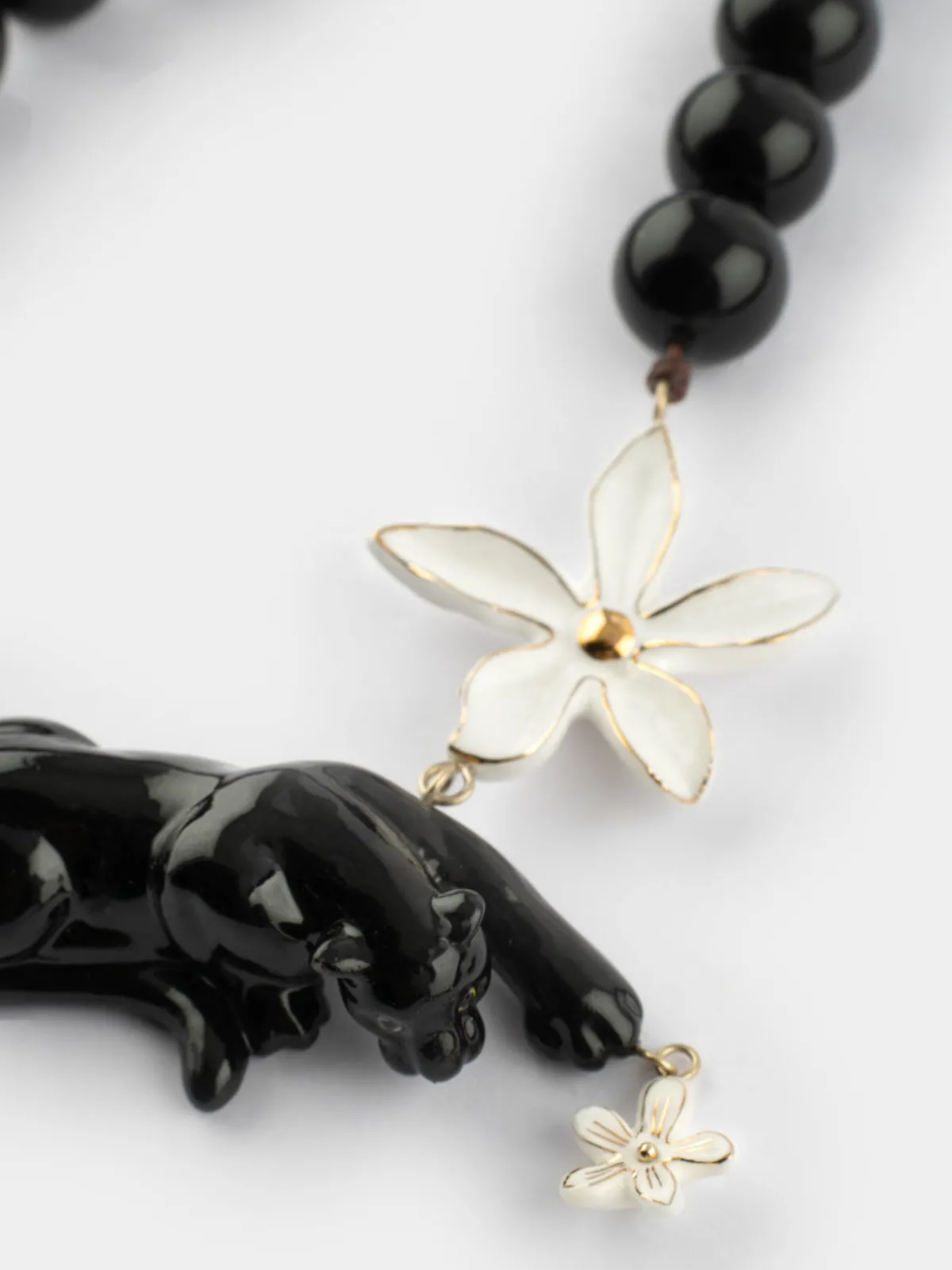 Panther, flower and pearl necklace>NACH BIJOUX Sale